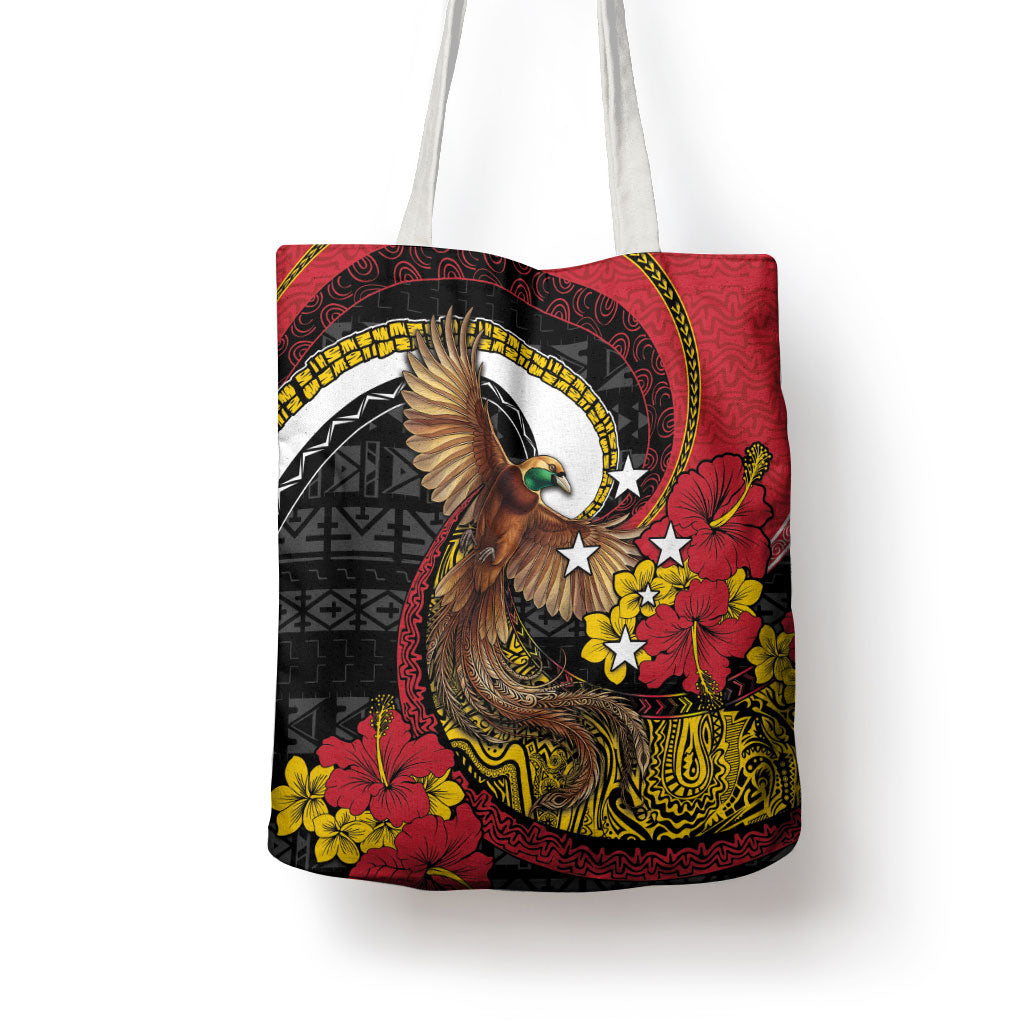Papua New Guinea Language Week Tote Bag Bird Of Paradise Tribal Floral Pattern DT05 - Polynesian Pride