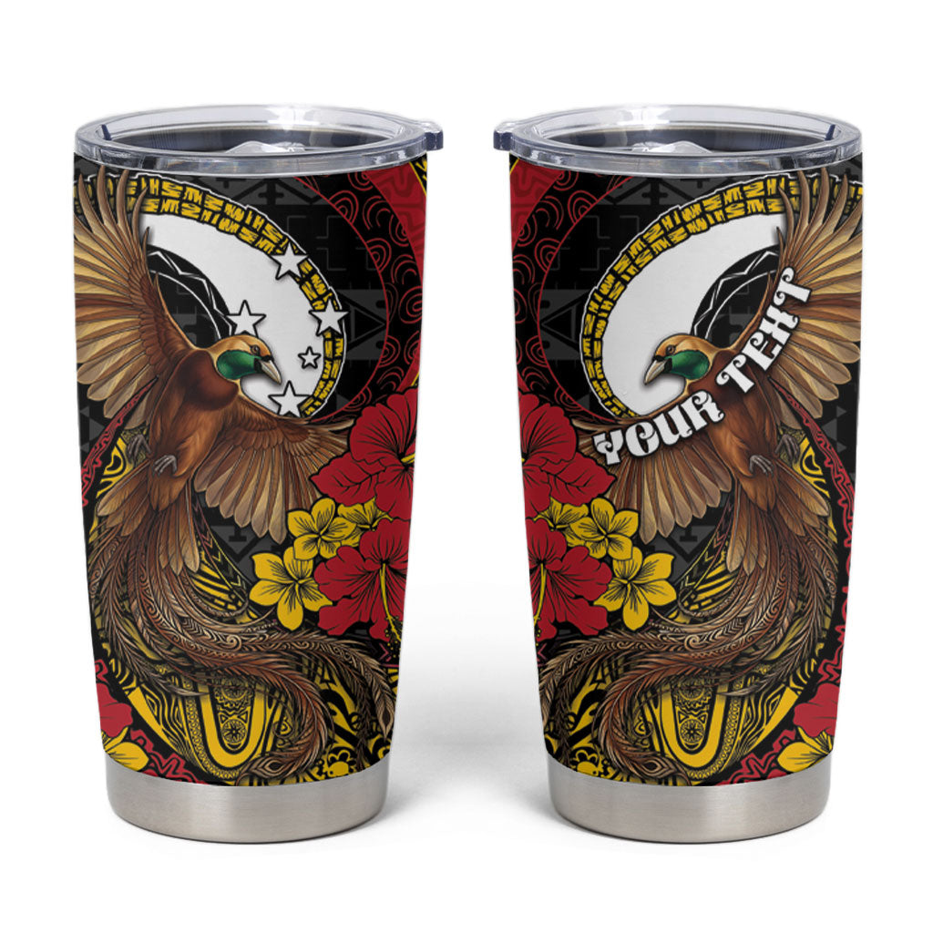 Personalised Papua New Guinea Language Week Tumbler Cup Bird Of Paradise Tribal Floral Pattern DT05 Black - Polynesian Pride