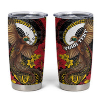 Personalised Papua New Guinea Language Week Tumbler Cup Bird Of Paradise Tribal Floral Pattern DT05 Black - Polynesian Pride