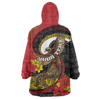 Personalised Papua New Guinea Language Week Wearable Blanket Hoodie Bird Of Paradise Tribal Floral Pattern DT05 - Polynesian Pride