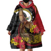 Personalised Papua New Guinea Language Week Wearable Blanket Hoodie Bird Of Paradise Tribal Floral Pattern DT05 - Polynesian Pride