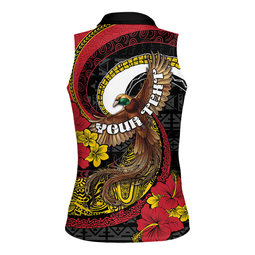 Personalised Papua New Guinea Language Week Women Sleeveless Polo Shirt Bird Of Paradise Tribal Floral Pattern DT05 - Polynesian Pride