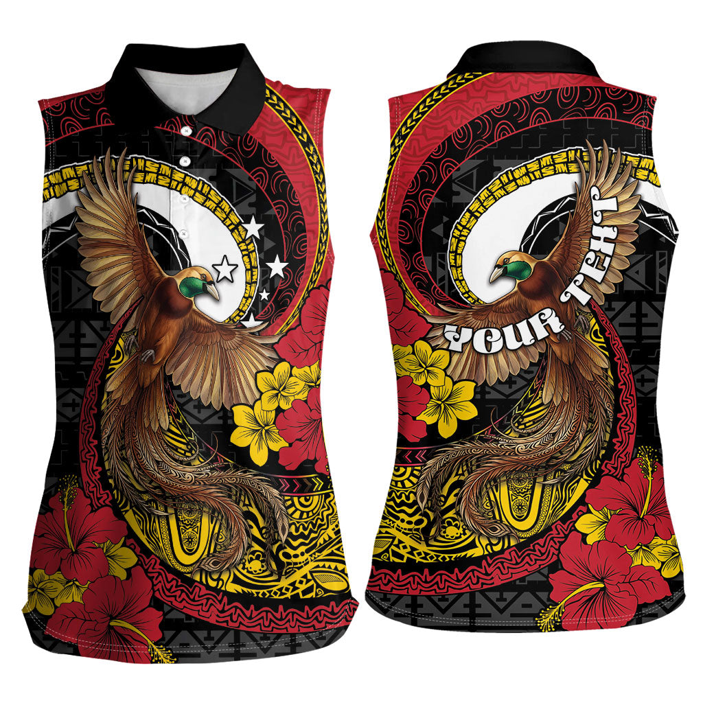 Personalised Papua New Guinea Language Week Women Sleeveless Polo Shirt Bird Of Paradise Tribal Floral Pattern DT05 - Polynesian Pride