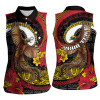 Personalised Papua New Guinea Language Week Women Sleeveless Polo Shirt Bird Of Paradise Tribal Floral Pattern DT05 - Polynesian Pride