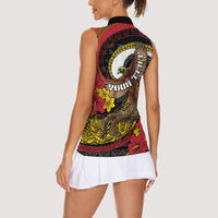 Personalised Papua New Guinea Language Week Women Sleeveless Polo Shirt Bird Of Paradise Tribal Floral Pattern DT05 - Polynesian Pride