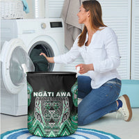 Aotearoa Ngati Awa Laundry Basket Maori Tribal Green Marble Paua Shell Pattern DT05 - Polynesian Pride