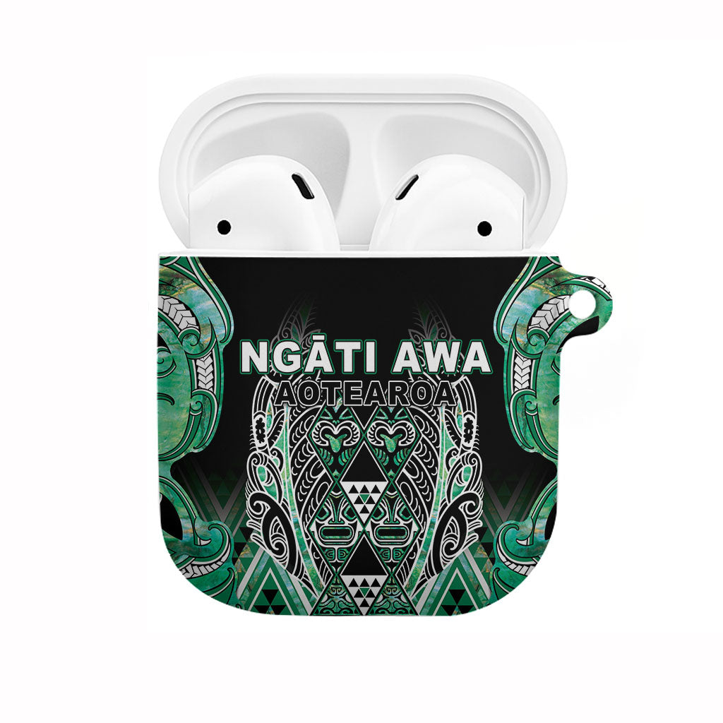 Aotearoa Ngati Awa AirPods Case Maori Tribal Green Marble Paua Shell Pattern DT05 Green - Polynesian Pride