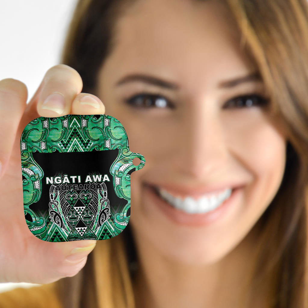 Aotearoa Ngati Awa AirPods Case Maori Tribal Green Marble Paua Shell Pattern DT05 - Polynesian Pride