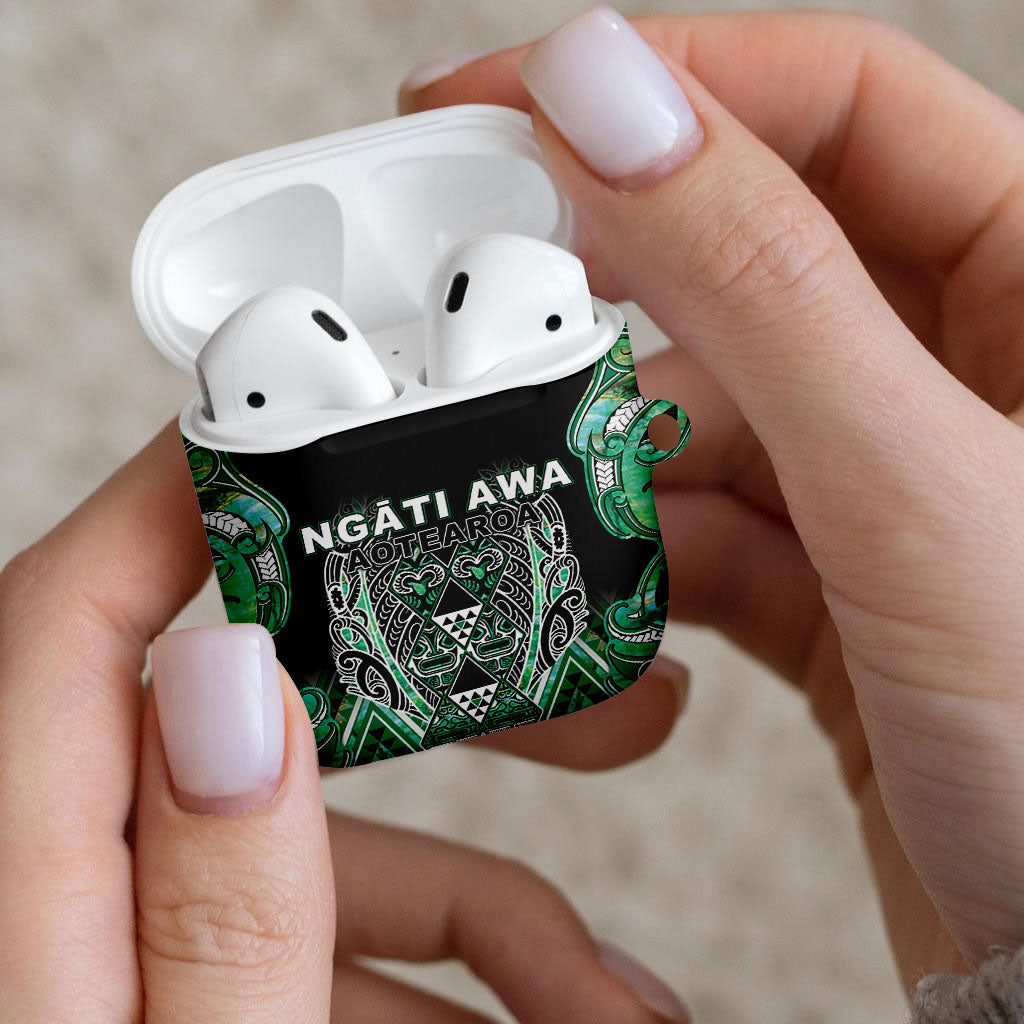 Aotearoa Ngati Awa AirPods Case Maori Tribal Green Marble Paua Shell Pattern DT05 - Polynesian Pride