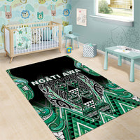 Aotearoa Ngati Awa Area Rug Maori Tribal Green Marble Paua Shell Pattern DT05 - Polynesian Pride