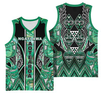 Aotearoa Ngati Awa Basketball Jersey Maori Tribal Green Marble Paua Shell Pattern DT05 - Polynesian Pride