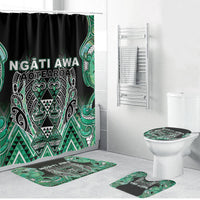 Aotearoa Ngati Awa Bathroom Set Maori Tribal Green Marble Paua Shell Pattern DT05 Bathroom Set (4 pcs) Green - Polynesian Pride