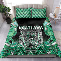 Aotearoa Ngati Awa Bedding Set Maori Tribal Green Marble Paua Shell Pattern