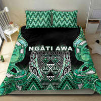 Aotearoa Ngati Awa Bedding Set Maori Tribal Green Marble Paua Shell Pattern