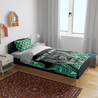 Aotearoa Ngati Awa Bedding Set Maori Tribal Green Marble Paua Shell Pattern