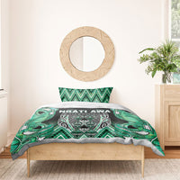 Aotearoa Ngati Awa Bedding Set Maori Tribal Green Marble Paua Shell Pattern