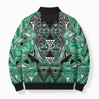 Aotearoa Ngati Awa Bomber Puffer Jacket Maori Tribal Green Marble Paua Shell Pattern DT05 - Polynesian Pride