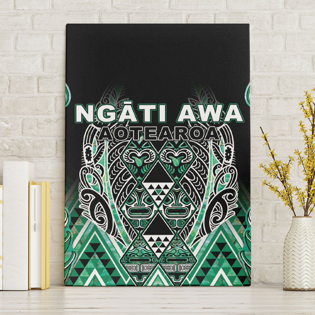 Aotearoa Ngati Awa Canvas Wall Art Maori Tribal Green Marble Paua Shell Pattern DT05 Without Frame Green - Polynesian Pride