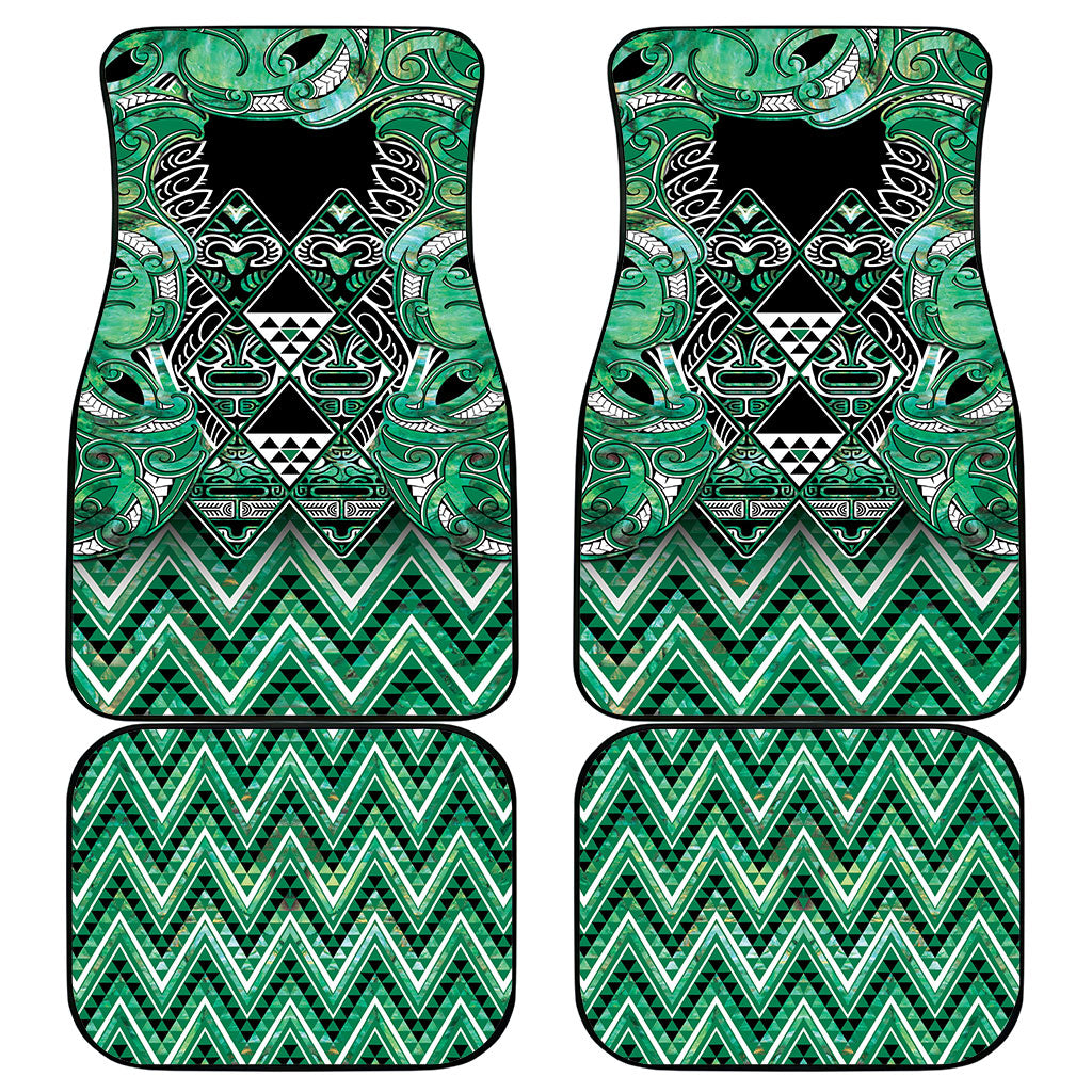 Aotearoa Ngati Awa Car Mats Maori Tribal Green Marble Paua Shell Pattern DT05 - Polynesian Pride