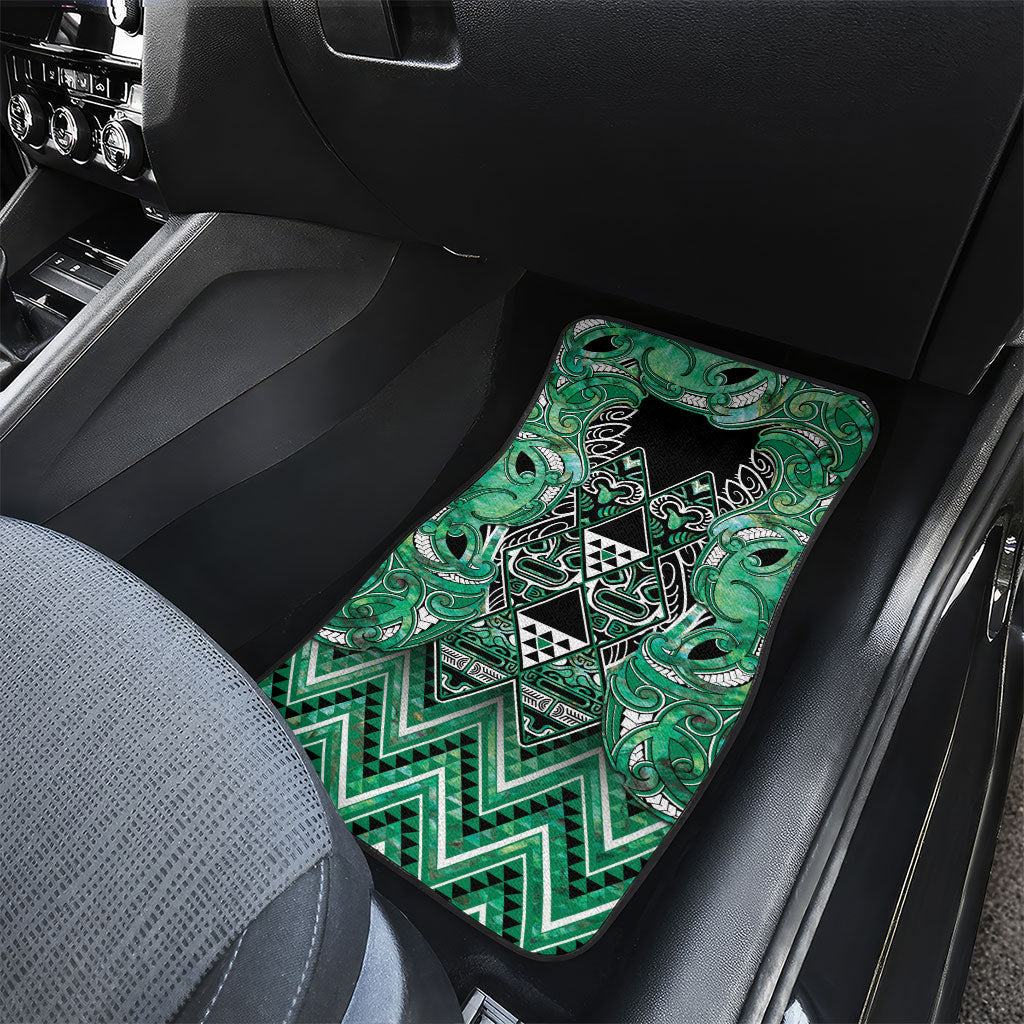 Aotearoa Ngati Awa Car Mats Maori Tribal Green Marble Paua Shell Pattern DT05 - Polynesian Pride