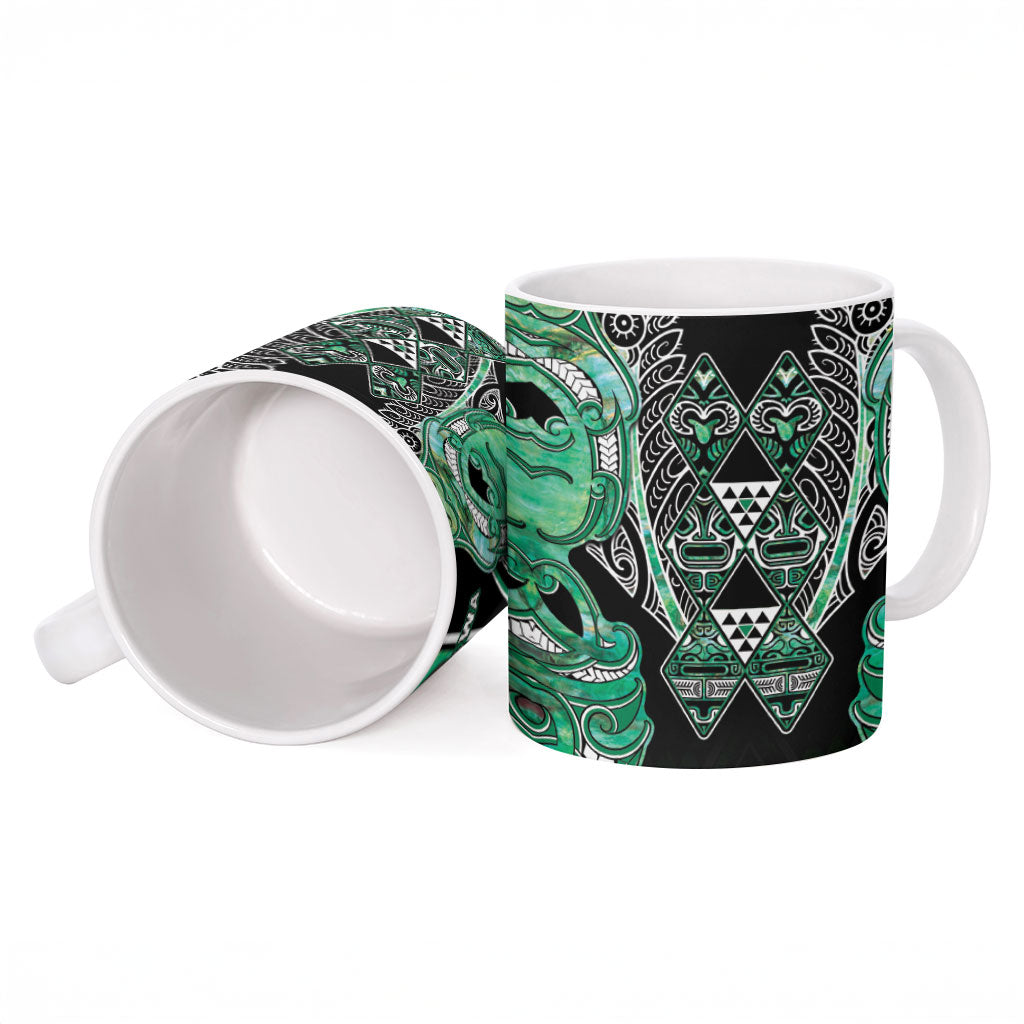 Aotearoa Ngati Awa Ceramic Mug Maori Tribal Green Marble Paua Shell Pattern DT05 - Polynesian Pride
