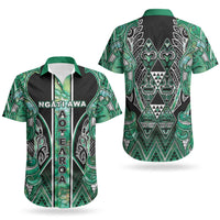 Aotearoa Ngati Awa Couples Matching Puletasi and Hawaiian Shirt Maori Tribal Green Marble Paua Shell Pattern DT05 - Polynesian Pride