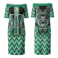 Aotearoa Ngati Awa Couples Matching Puletasi and Hawaiian Shirt Maori Tribal Green Marble Paua Shell Pattern DT05 - Polynesian Pride