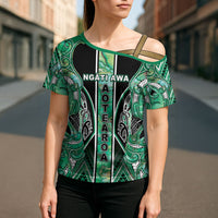 Aotearoa Ngati Awa Cross Shoulder Shirt Maori Tribal Green Marble Paua Shell Pattern DT05 - Polynesian Pride