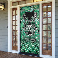 Aotearoa Ngati Awa Door Cover Maori Tribal Green Marble Paua Shell Pattern DT05 - Polynesian Pride