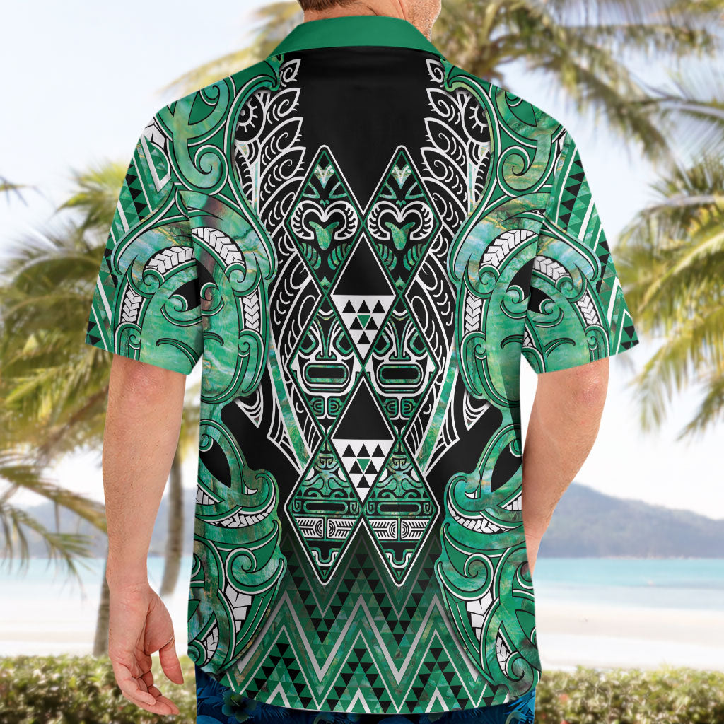 Aotearoa Ngati Awa Hawaiian Shirt Maori Tribal Green Marble Paua Shell Pattern DT05 - Polynesian Pride
