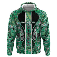 Aotearoa Ngati Awa Hoodie Maori Tribal Green Marble Paua Shell Pattern DT05 Pullover Hoodie Green - Polynesian Pride