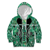 Aotearoa Ngati Awa Kid Hoodie Maori Tribal Green Marble Paua Shell Pattern DT05 Hoodie Green - Polynesian Pride