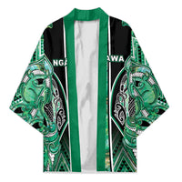 Aotearoa Ngati Awa Kimono Maori Tribal Green Marble Paua Shell Pattern DT05 Unisex Green - Polynesian Pride