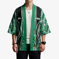 Aotearoa Ngati Awa Kimono Maori Tribal Green Marble Paua Shell Pattern DT05 - Polynesian Pride
