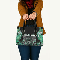 Aotearoa Ngati Awa Leather Bag Maori Tribal Green Marble Paua Shell Pattern DT05 - Polynesian Pride