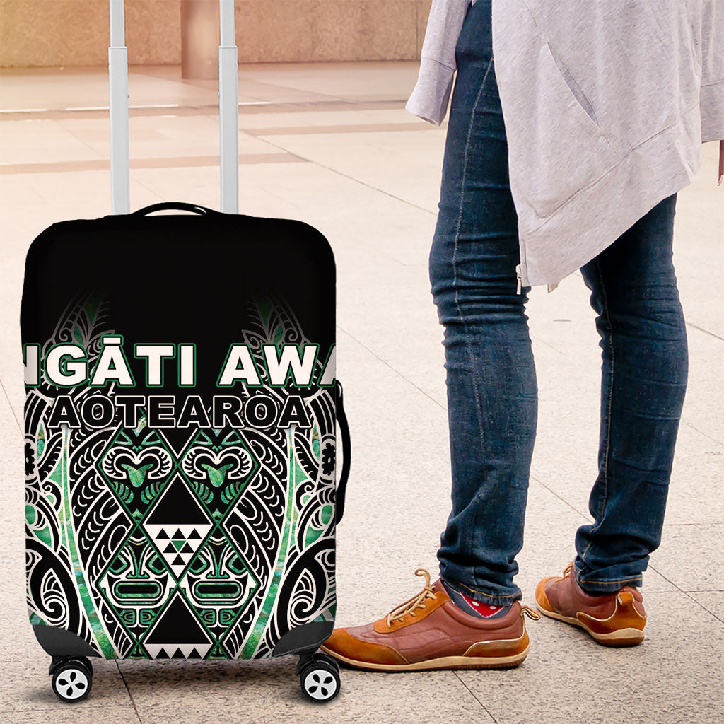 Aotearoa Ngati Awa Luggage Cover Maori Tribal Green Marble Paua Shell Pattern DT05 Green - Polynesian Pride