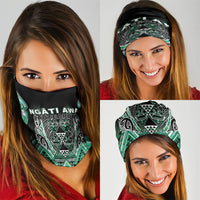 Aotearoa Ngati Awa Neck Gaiter Maori Tribal Green Marble Paua Shell Pattern DT05 - Polynesian Pride