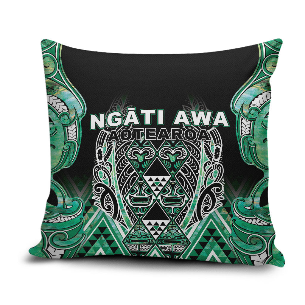 Aotearoa Ngati Awa Pillow Cover Maori Tribal Green Marble Paua Shell Pattern DT05 Green - Polynesian Pride