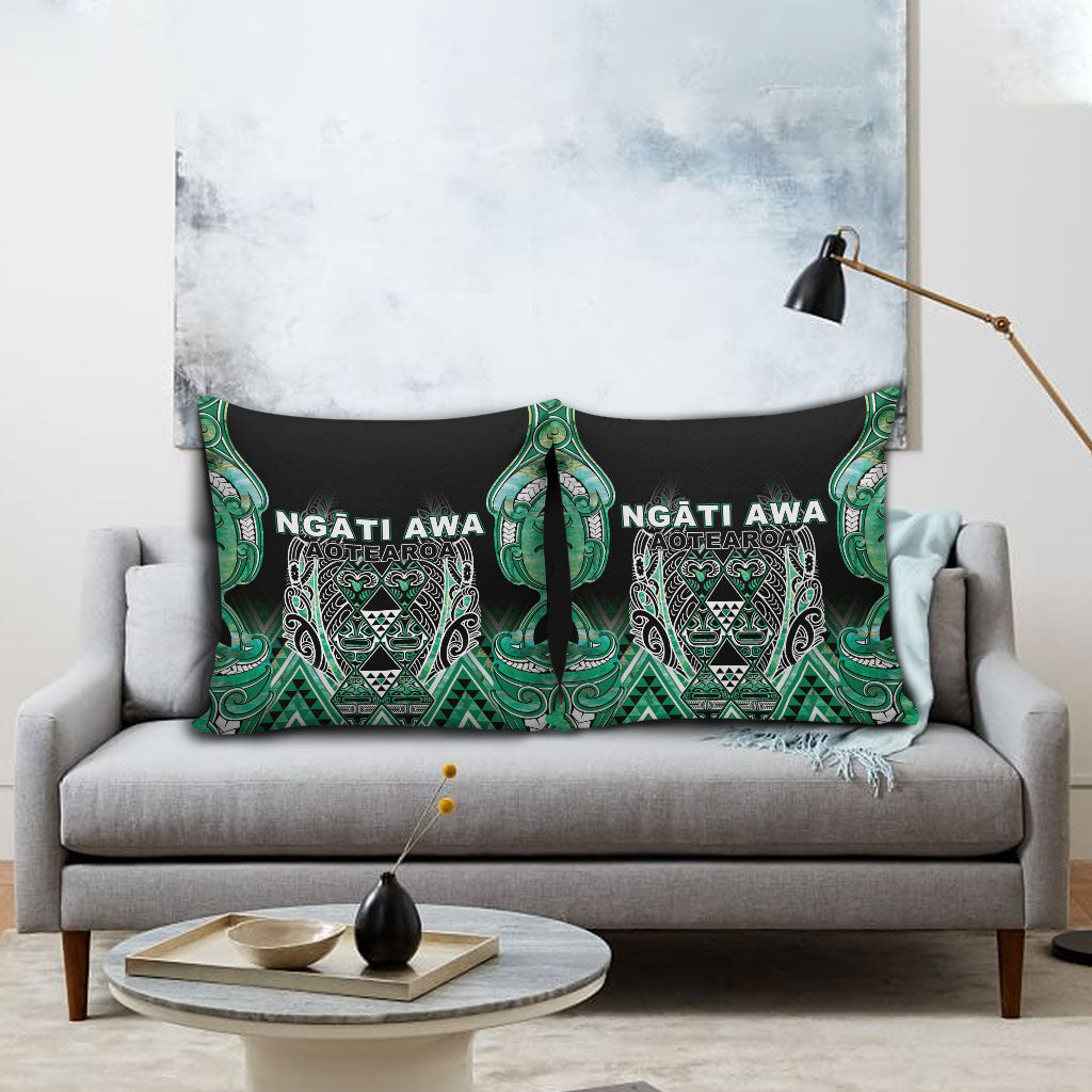 Aotearoa Ngati Awa Pillow Cover Maori Tribal Green Marble Paua Shell Pattern DT05 - Polynesian Pride