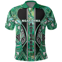 Aotearoa Ngati Awa Polo Shirt Maori Tribal Green Marble Paua Shell Pattern DT05 Green - Polynesian Pride