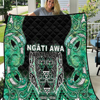 Aotearoa Ngati Awa Quilt Maori Tribal Green Marble Paua Shell Pattern DT05 Green - Polynesian Pride