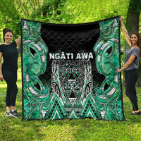 Aotearoa Ngati Awa Quilt Maori Tribal Green Marble Paua Shell Pattern DT05 - Polynesian Pride