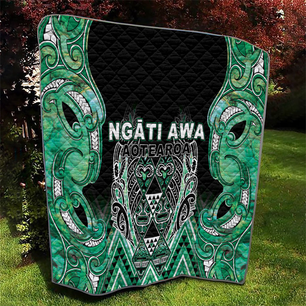Aotearoa Ngati Awa Quilt Maori Tribal Green Marble Paua Shell Pattern DT05 - Polynesian Pride