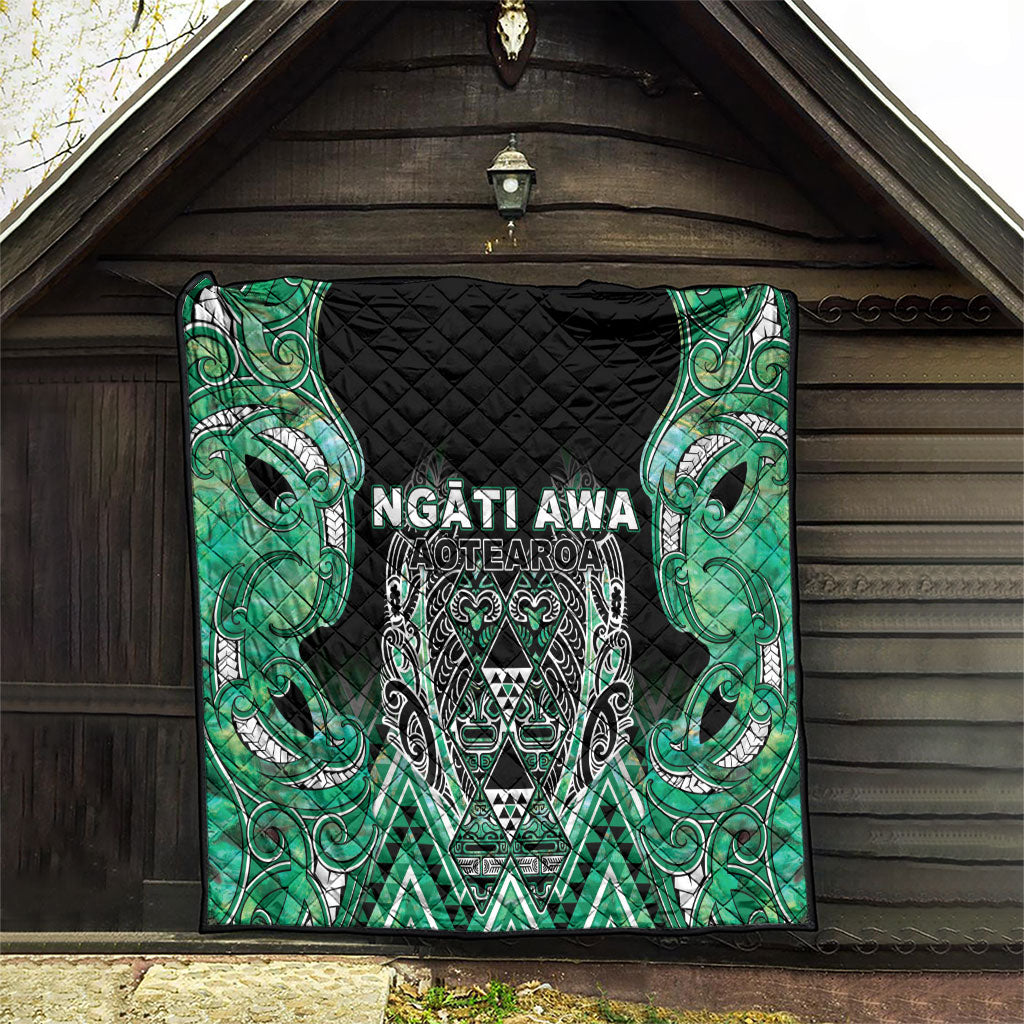 Aotearoa Ngati Awa Quilt Maori Tribal Green Marble Paua Shell Pattern DT05 - Polynesian Pride