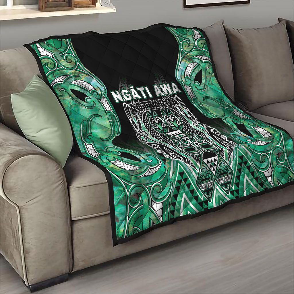 Aotearoa Ngati Awa Quilt Maori Tribal Green Marble Paua Shell Pattern DT05 - Polynesian Pride