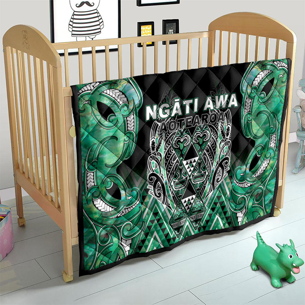Aotearoa Ngati Awa Quilt Maori Tribal Green Marble Paua Shell Pattern DT05 - Polynesian Pride