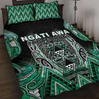 Aotearoa Ngati Awa Quilt Bed Set Maori Tribal Green Marble Paua Shell Pattern DT05 Green - Polynesian Pride