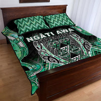 Aotearoa Ngati Awa Quilt Bed Set Maori Tribal Green Marble Paua Shell Pattern DT05 - Polynesian Pride