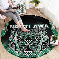 Aotearoa Ngati Awa Round Carpet Maori Tribal Green Marble Paua Shell Pattern DT05 - Polynesian Pride