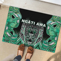 Aotearoa Ngati Awa Rubber Doormat Maori Tribal Green Marble Paua Shell Pattern DT05 - Polynesian Pride
